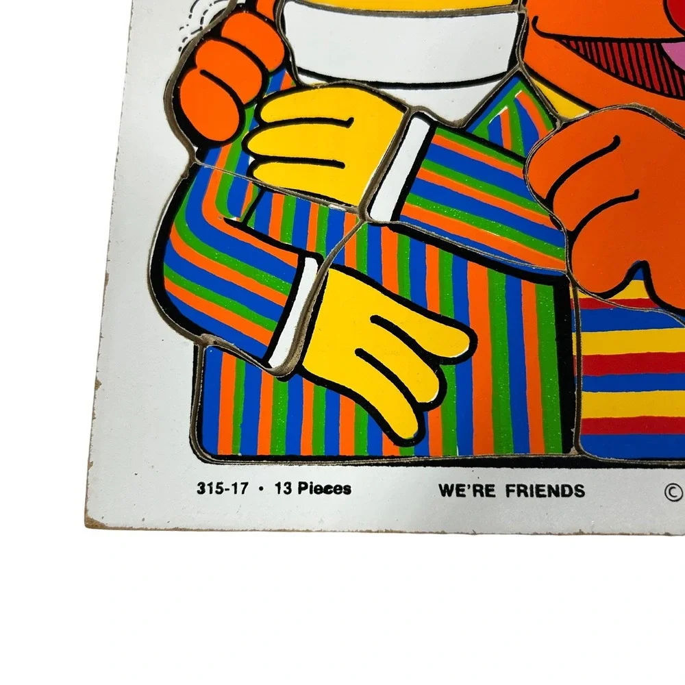 Vintage 1976 Playskool Sesame Street Bert and Ernie We're Friends Wooden Puzzle